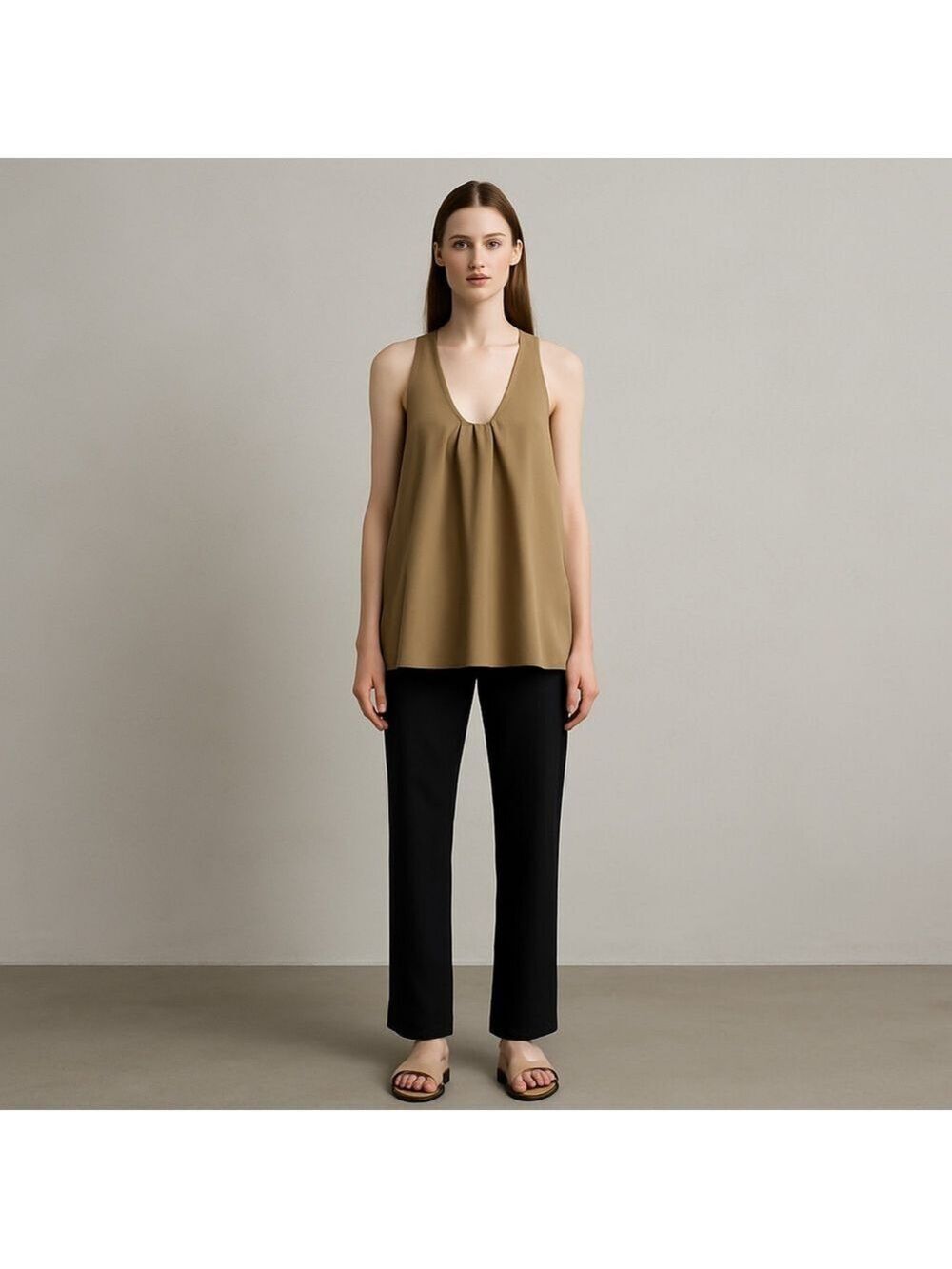 Venus Olive Green Flowy Layered Tank Top Extra Small